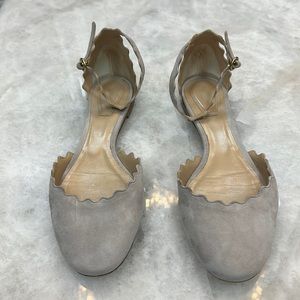 Chloe angle strap suede ballet flat